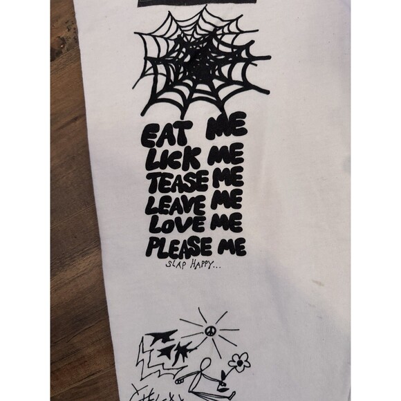 Miley Cyrus Sketch Art Sweatpants Size Medium White Graffiti Rare HTF *READ* - Picture 4 of 15